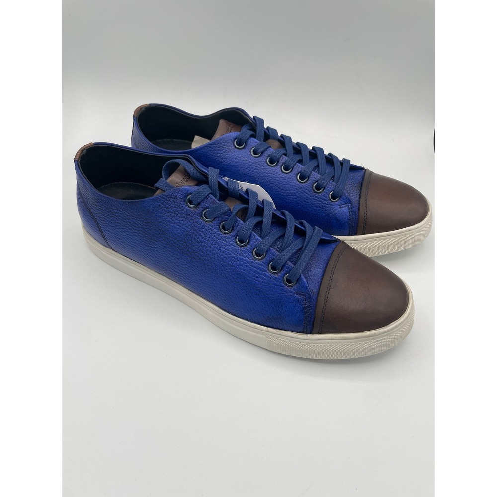 Belvedere Abreno Mens Blue Brown Pebbled Leather Cap Toe Sneakers Sz 9 D Brazil